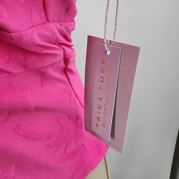 Trina Turk Womens Size 10 Pink Petal Ruffle One Piece Swimsuit New - Picture 6 of 9